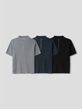Punto Half Zip-Up Knit Short Sleeve