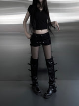 belted micro shorts