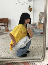 サヤノ レタリング オーバーフィット カラー 半袖Tシャツ