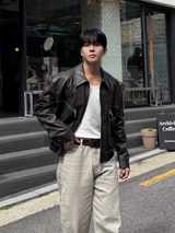 Kai zipper leather jacket