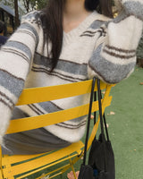 Hanin ストライプウールニットウェア