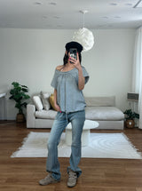 big dot off shoulder tee