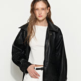 Oversized Leather Jacket Black