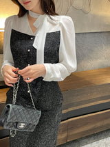 Benilla Color Matching Tweed H-line Skirt