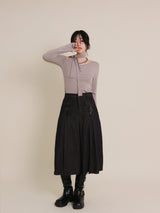 (Napping T-shirt) Euren One Shoulder Ribbon Tie Long-Sleeved Warmer T-Shirt