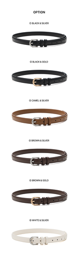 Basic Slim Round Leather Belt – 6 Colors