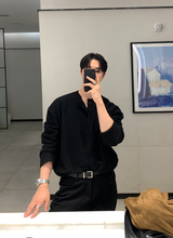 Adaph Henry Neck Waffle Overfit Long Sleeve Tee