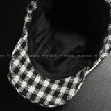Check tweed beret