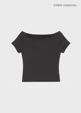 [B-BASIC] スタンダードスリムオフショルダー半袖Tシャツ (2 SIZE)