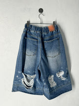 Double destroyed denim bermuda pants 1C