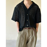 [UNISEX] ファブリックシースルーオープンカラシャツ (2color)
