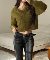 [F/W]Hairy crop hood knit(3color)