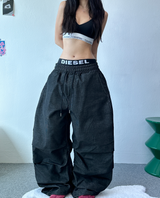 STITCHING POINT PARACHUTE DENIM PANTS🖤