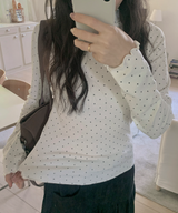 ドットウェーブタートルネックTシャツ