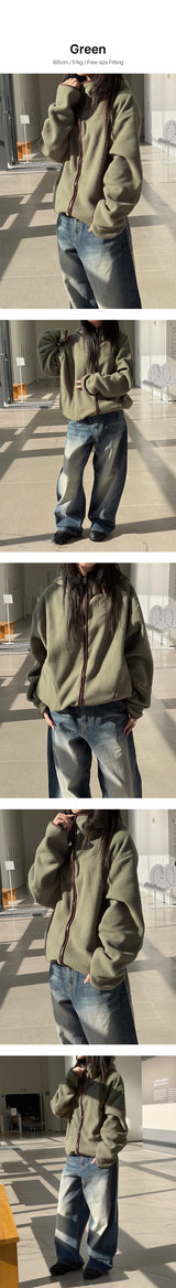[Unisex] Line fleece hood zip up(3color)
