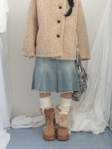 highneck puffy fur jacket