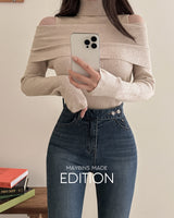 【MADE】Turtleneck off-shoulder knit