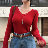 [BELLIDE MADE] River, Vネックスリムベーシックロングスリーブニットウェア