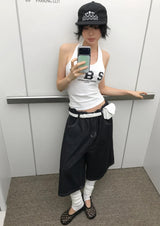 トラック ステッチ バミューダ デニム