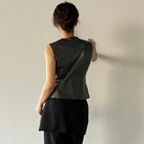 Button Leather Vest - 2colors