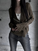 suede drape rider jacket (2color)