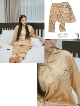 gold silk dot pajama set