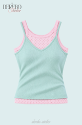 Cozy Mint Dot Pink Sleeveless T-shirt