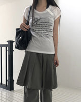 ディエンレタリングプリンテッドボタンショートスリーブTシャツ