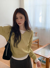 FM デイリーベーシックVネックニット (10color)