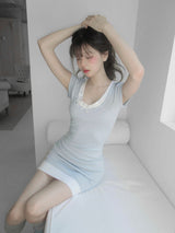 [MADE] Muguet Layered Button Mini Dress