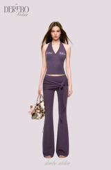 ドット ホルター カーディガン フレア トレーニング セットアップ (PANTS)