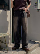 LMN アンベージュウォッシュドワイドデニムパンツ (3 colors)