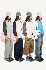 Slub color matching raglan three quarter T-shirt