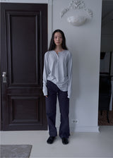 Malissa Straight Cotton Pants (Navy)