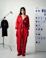 [UPDRAFT]NYLON MIXED COTTON ZIP-UP RED
