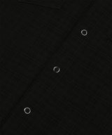 テクスチャークロップロールアップチェック半袖シャツ - ブラック