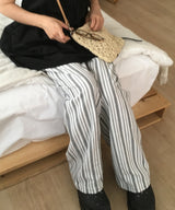 ダイナーバーティカルウエストバンディングリネンロングサマーパンツ 2 カラーズ