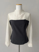[Belt SET] Souffle Pintuck Layered Blouse