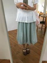Chitoa Dot Chiffon Balloon Midi Skirt