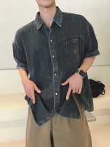  Loose Patch Washed Half Shirt 2C