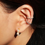 silver bead rhodium plating + 925 silver ear cuff E066-01H