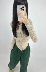 (BODY-SHAPING FIT♥) スリムボタンシャードカラーVネックニットカーディガン - 2 COLOR