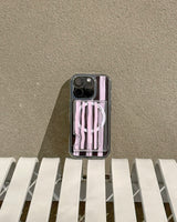 pink stripe magsafe clear card pocket