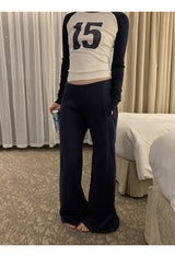 ネイビーコットンルーズワイドパンツ