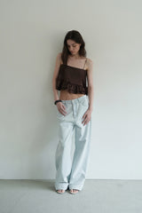 Tie satin blouse_brown