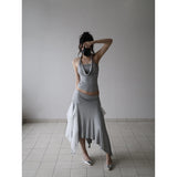 【MADE】シフォンフラッタースカート, グレー