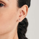 Ball Cubic 925 Silver Stud Earring E045-01H-CZ