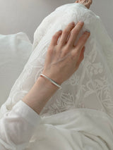 Silver wave open bangle