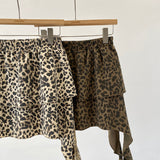 Leopard frill unbalanced skirt