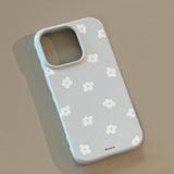 シフォンブルーホワイトサマーフラワーハード iPhone ケース